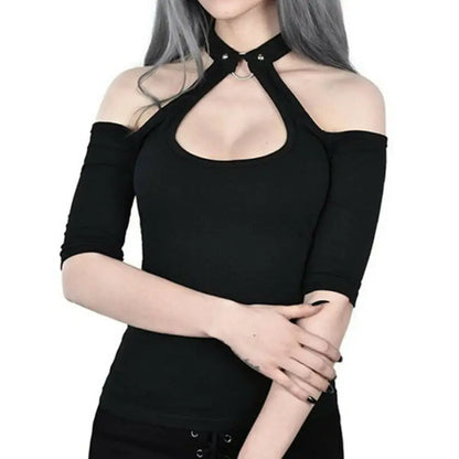 Black Sexy Shirt With Choker -