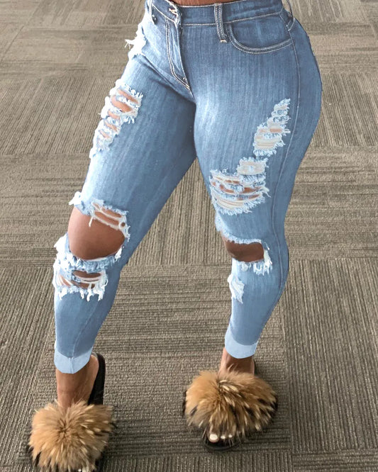 Slim Fit Ripped Jeans -