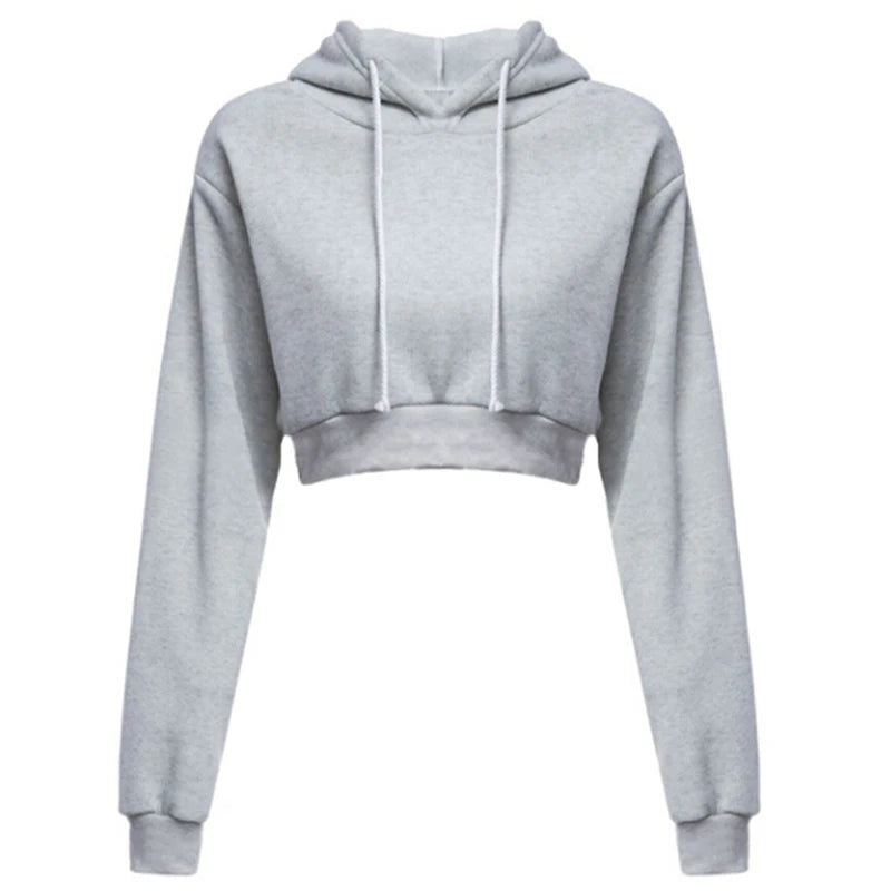 Casual Crop Hoodie Long Sleeve -