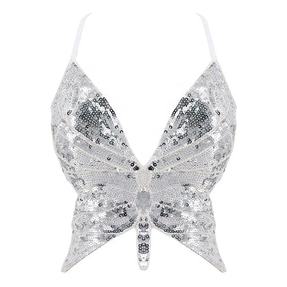 Y2k Sexy Butterfly Crop Top Backless V Neck -