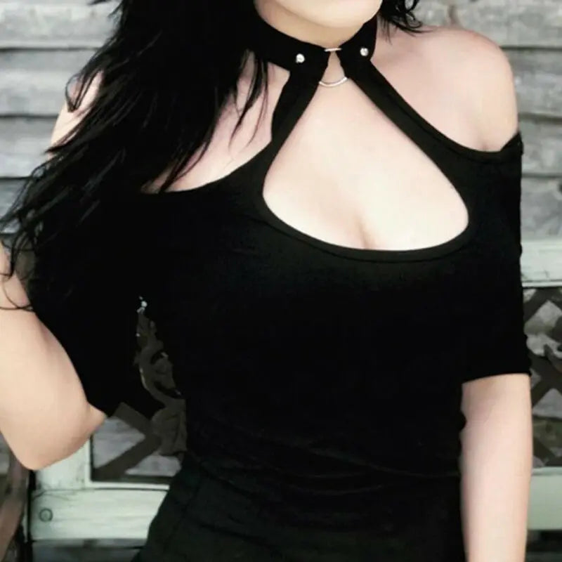 Black Sexy Shirt With Choker -