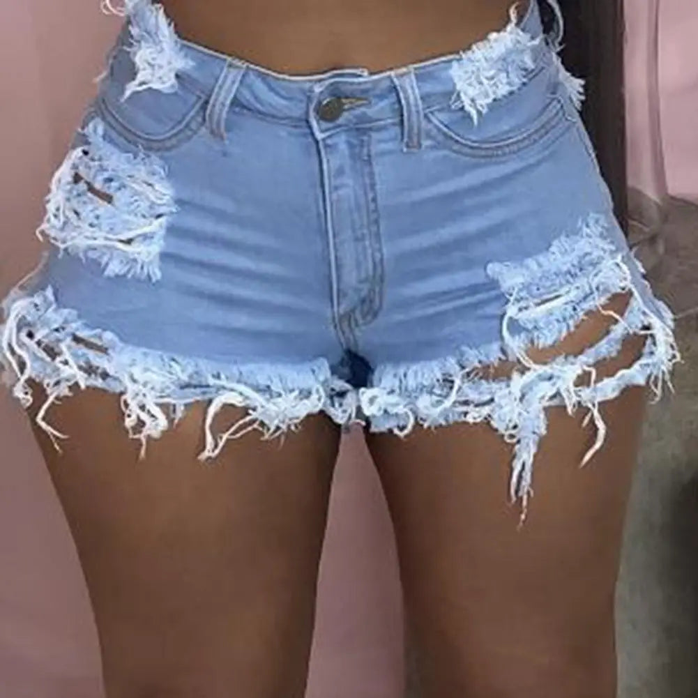 Fashion Sexy Ripped High Waist Shorts -