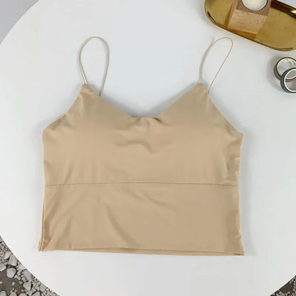 Summer Bra Ice Silk Crop Tops Spaghetti Strap -