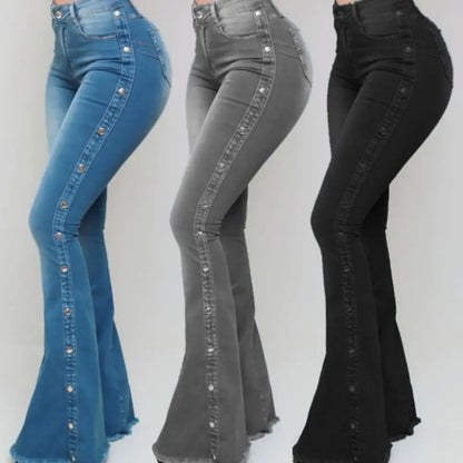 Stretch Wide Leg Butt-lifted Casual Jeans -