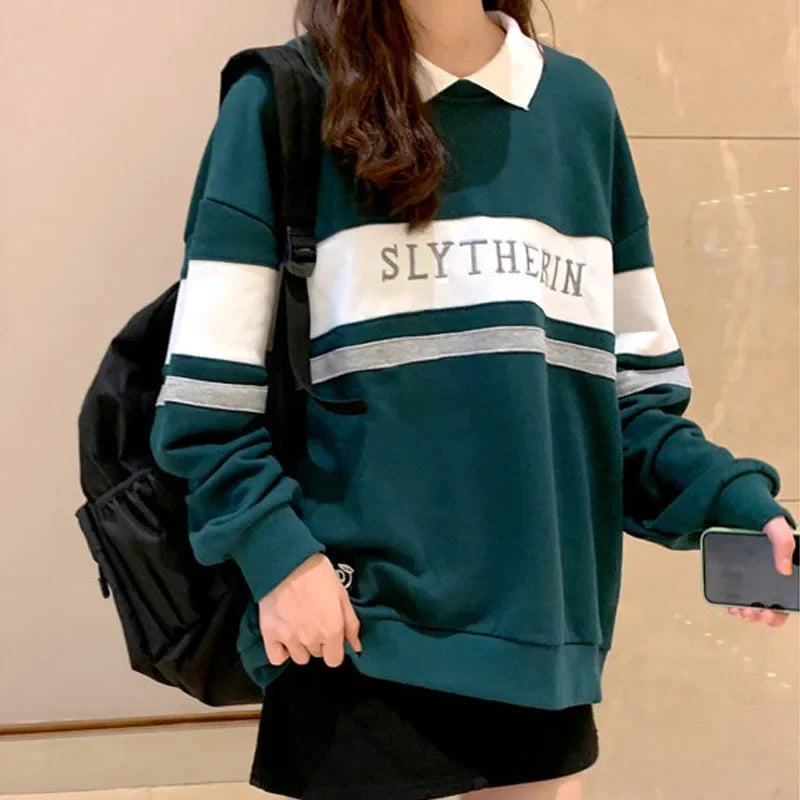 Women Sweatshirt with Collar Polo Tops -