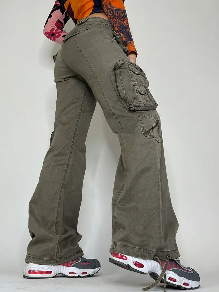 Y2K Baggy Grey Cargo Jeans Big Pockets -