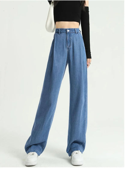 New Spring High Waist Slim Fit SWide Leg Jeans -