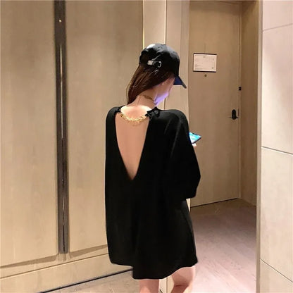 Backless Sexy Short Sleeve T-shirt -