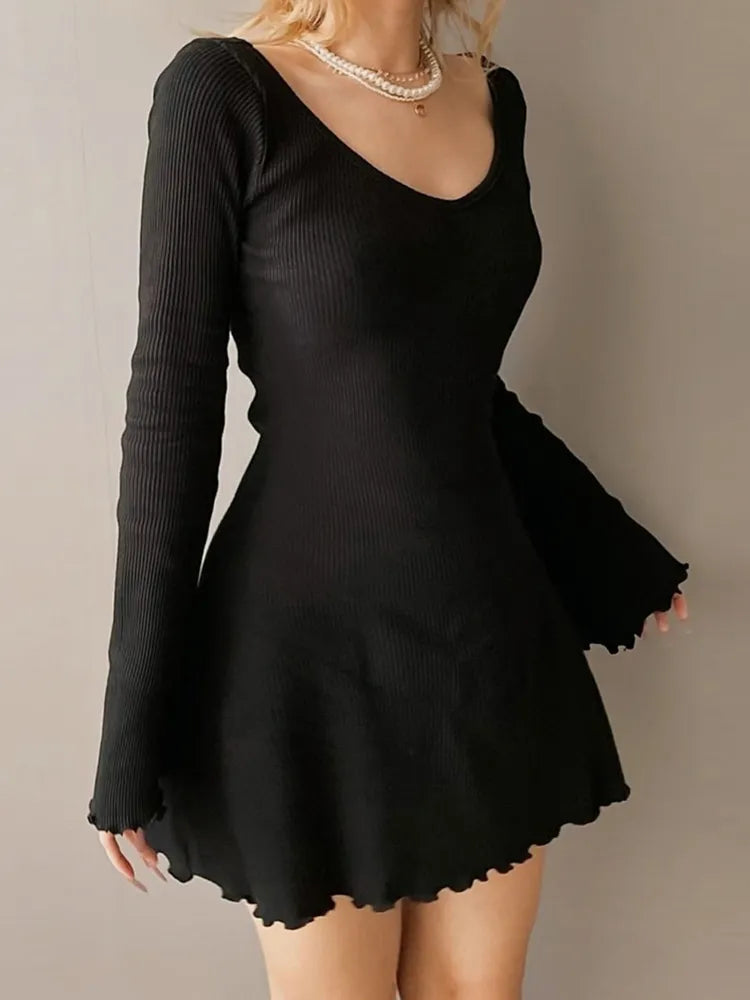 Basic Elegant V Neck Dress -