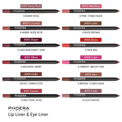 PHOERA Sexy Matte Lipliner Pencil Waterproof  -